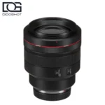 نمای زاویه دار لنز Canon RF 85mm f/1.2 L USM با کلید AF MF