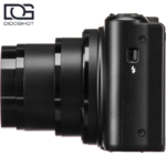 نمای جانبی دوربین Canon PowerShot SX740 HS مشکی با لنز زوم