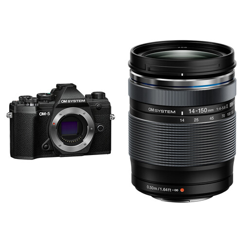 om-system-om-5-mirrorless-camera-kit-14-150mm-f-4-5.6-ii-lens-black OM SYSTEM OM-5 Mirrorless Camera Kit 14-150mm f/4-5.6 II Lens (Black) - Image 1