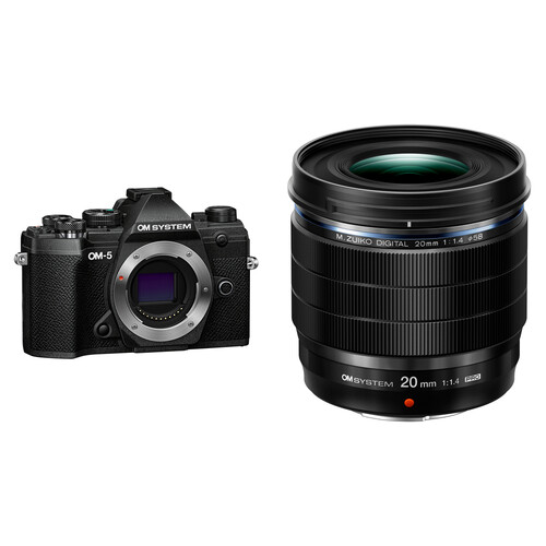 om-system-om-5-mirrorless-camera-kit-20mm-f-1.4-lens-black OM SYSTEM OM-5 Mirrorless Camera Kit 20mm f/1.4 Lens (Black) - Image 1