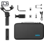 محتویات کامل جعبه GoPro Fluid Pro AI به همراه کیف و لوازم جانبی