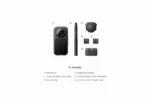 دوربین Insta360 X6 مشکی همراه لوازم بسته Essentials در تصویر رسمی محتویات جعبه