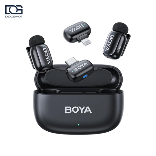 boya-mini-12-combo-black-main-didoshot BOYA mini-12 میکروفون بی سیم دو نفره USB-C و Lightning مشکی