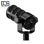میکروفون RØDE PodMic USB مشکی با اتصال USB-C و XLR نمای سه‌رخ