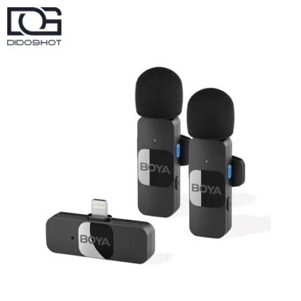 BOYA BY-V2 میکروفون بی سیم دو نفره برای آیفون با دو فرستنده و گیرنده Lightning