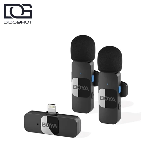 BOYA BY-V2 for iPhone BOYA BY-V2 میکروفون بی سیم دو نفره برای آیفون با دو فرستنده و گیرنده Lightning
